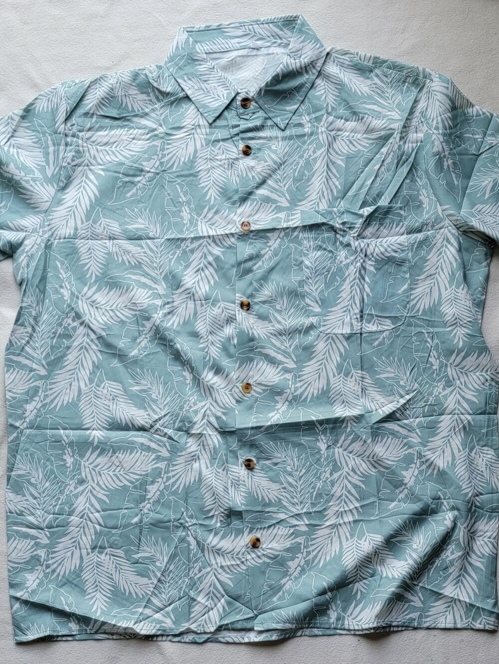 T.J.Maxx Light Teal Short-Sleeve Tropical Button-Down Shirt